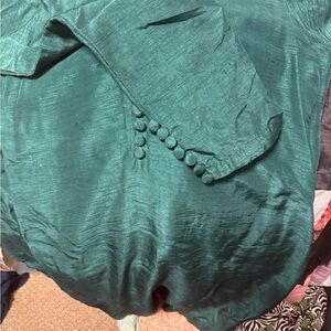 Teal Green Button Cuff Blouse